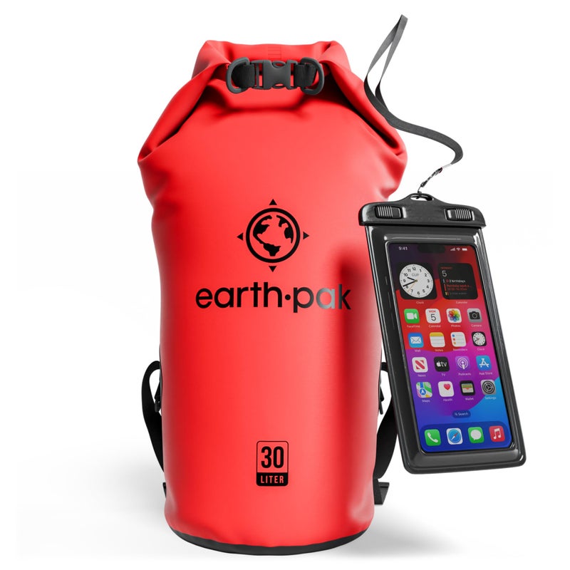 Earth Pak Waterproof Dry Bag - Roll Top Waterproof Backpack Sack Keeps Gear Dry for Kayak with Waterproof Phone Case - Image 1